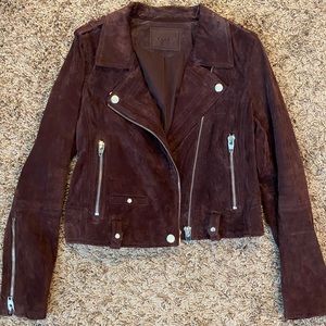 Blank NYC suede motorcycle jacket eggplant.